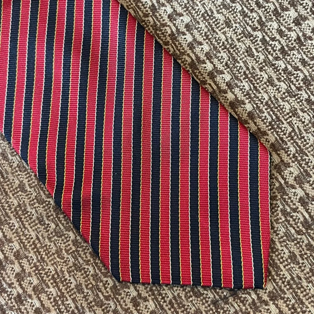 J‎ Crew Striped Repp Academia Silk Tie Red Navy Men's Classic Necktie